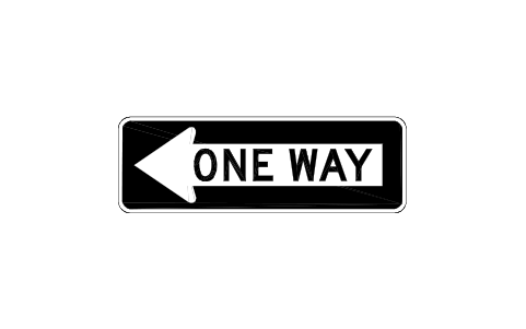 Vorschau des Symbols R6-1L One way, left, Block RSU_R6_1L