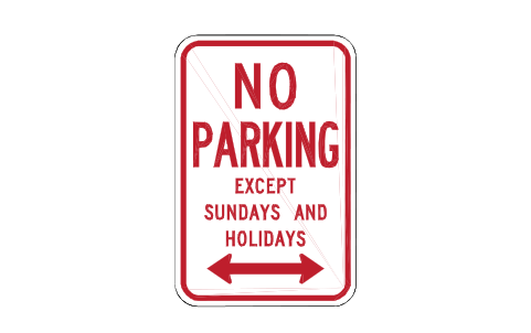 Vorschau des Symbols R7-3 No parking, Sun/hol, Block RSU_R7_3