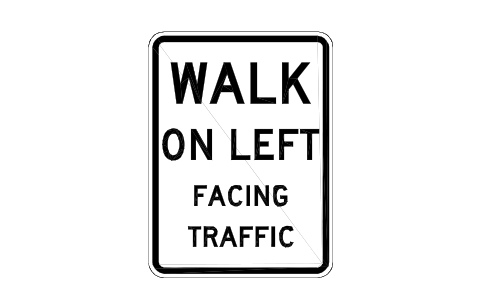 Vorschau des Symbols R9-1 Walk facing traffic, Block RSU_R9_1