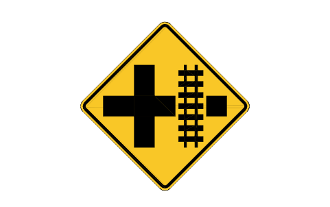 Preview of the W10-2R Crossroad + rail, right symbol, block RSW_W10_2R