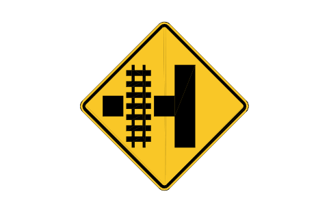 Preview of the W10-3L Side road + rail, L symbol, block RSW_W10_3L