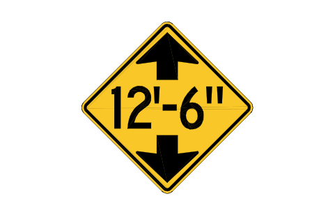 Preview of the W12-2 Low clearance ahead symbol, block RSW_W12_2
