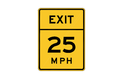 Preview of the W13-2 Advisory exit speed symbol, block RSW_W13_2