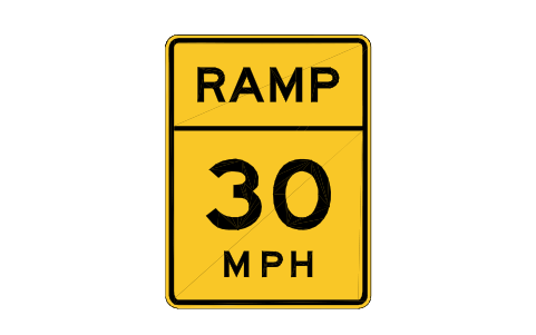 Preview of the W13-3 Advisory ramp speed symbol, block RSW_W13_3