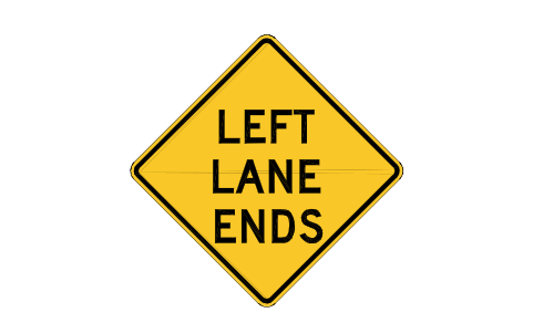 Preview of the W9-1L Left lane ends symbol, block RSW_W9_1L