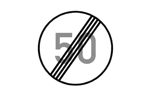 Preview of the C-14.2 End of speed limit symbol, block RSG_C_14_2