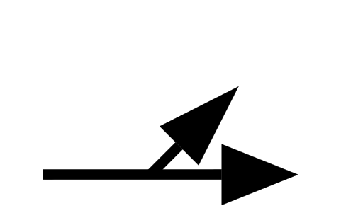 Preview of the Lane arrow, left and straight symbol, block RDT_MK_ARROW_LEFT_STRAIGHT