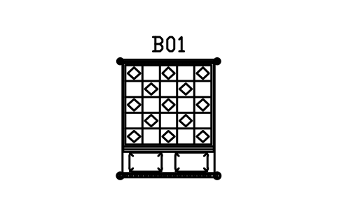 Preview of the Bed, log posts, 1600 x 2000 symbol, block RUS_BED_LOG_1600