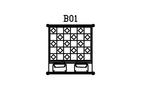Preview of the Bed, log posts, 1800 x 2000 symbol, block RUS_BED_LOG_1800