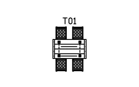 Preview of the Dining table 1400, four chairs symbol, block RUS_DINING_SET_4