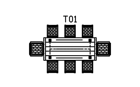 Preview of the Dining table 2200, eight chairs symbol, block RUS_DINING_SET_8