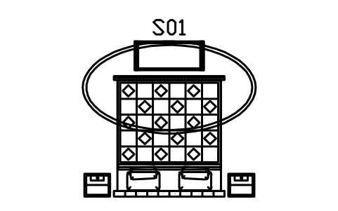Preview of the Bedroom set, quilt bed, chest, nightstands symbol, block RUS_SET_BEDROOM