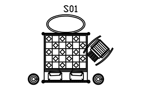 Preview of the Bedroom set, log bed, stump tables, rocker symbol, block RUS_SET_BEDROOM_LOG