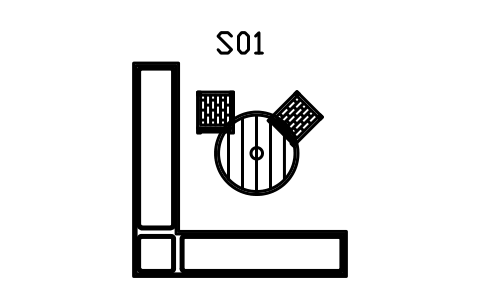 Preview of the Breakfast nook, corner bench, round table symbol, block RUS_SET_BREAKFAST