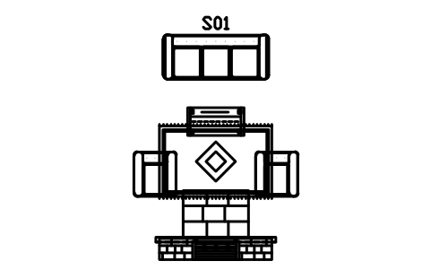 Preview of the Living set, stone fireplace, sofa symbol, block RUS_SET_LIVING_HEARTH