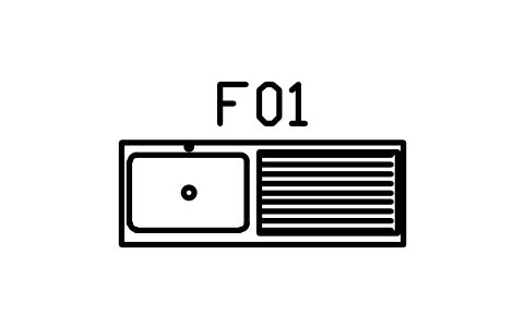 Preview of the Sink with drainboard, 1800 x 650 symbol, block RUS_SINK_DRAINBOARD