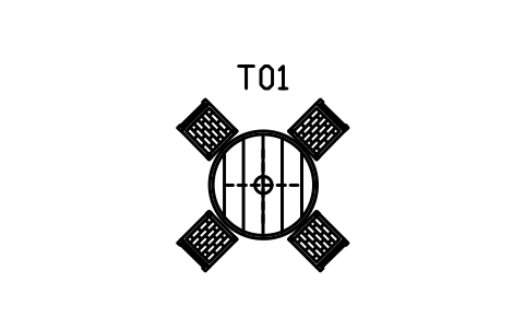Preview of the Pedestal table 1200, four chairs symbol, block RUS_TABLE_ROUND_1200