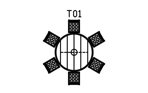 Preview of the Pedestal table 1500, six chairs symbol, block RUS_TABLE_ROUND_1500