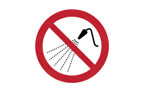 Preview of the P016 No spraying with water symbol, block SGN_P016_NO_SPRAYING_WITH_WATER
