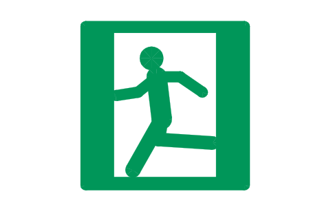 Preview of the E001 Exit, left hand symbol, block SGN_E001_EXIT_LEFT_HAND