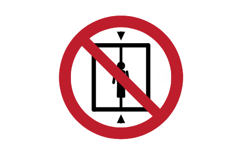 Preview of the P027 No lift for people symbol, block SGN_P027_NO_LIFT_FOR_PEOPLE