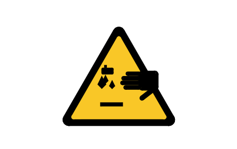 Preview of the W023 Corrosive substance symbol, block SGN_W023_CORROSIVE_SUBSTANCE