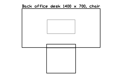 Vorschau des Symbols Back office desk 1400 x 700, chair, Block SDV_BH_OFFICE_DESK