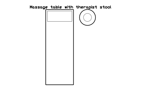 Vorschau des Symbols Massage table with therapist stool, Block SDV_BT_MASSAGE_STOOL