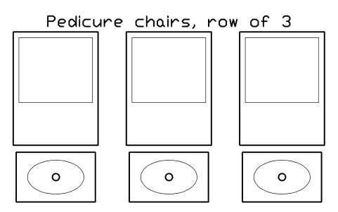 Vorschau des Symbols Pedicure chairs, row of 3, Block SDV_BT_PEDI_ROW_3