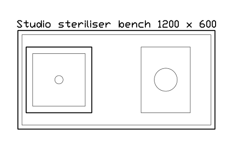 Vorschau des Symbols Studio steriliser bench 1200 x 600, Block SDV_BT_STERI_UNIT