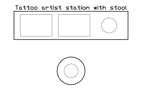 Vorschau des Symbols Tattoo artist station with stool, Block SDV_BT_TATTOO_STATION