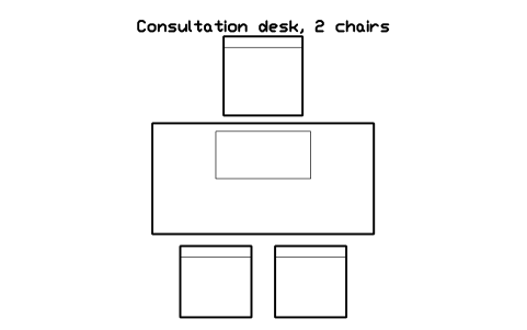 Vorschau des Symbols Consultation desk, 2 chairs, Block SDV_DN_CONSULT