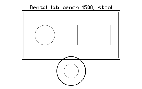 Vorschau des Symbols Dental lab bench 1500, stool, Block SDV_DN_LAB_BENCH