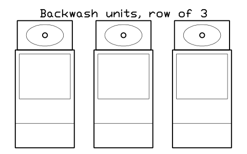 Vorschau des Symbols Backwash units, row of 3, Block SDV_HS_BACKWASH_3