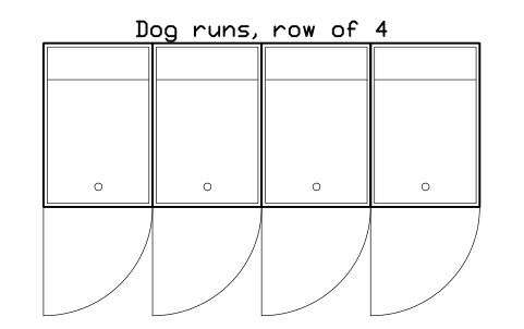Vorschau des Symbols Dog runs, row of 4, Block SDV_KN_RUN_ROW_4