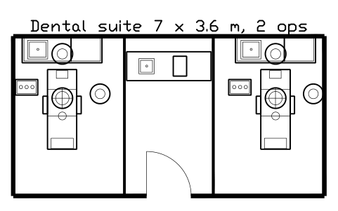 Vorschau des Symbols Dental suite 7 x 3.6 m, 2 ops, Block SDV_LY_DENTAL_SUITE_7X36