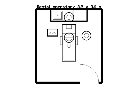 Vorschau des Symbols Dental operatory 3.2 x 3.6 m, Block SDV_LY_OPERATORY_32X36