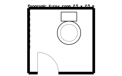 Vorschau des Symbols Panoramic X-ray room 2.5 x 2.5 m, Block SDV_LY_PANO_ROOM_25