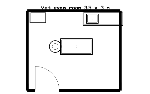 Vorschau des Symbols Vet exam room 3.5 x 3 m, Block SDV_LY_VET_EXAM_35X3