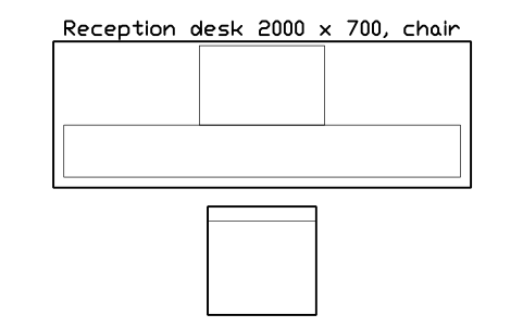 Vorschau des Symbols Reception desk 2000 x 700, chair, Block SDV_RC_DESK_2000