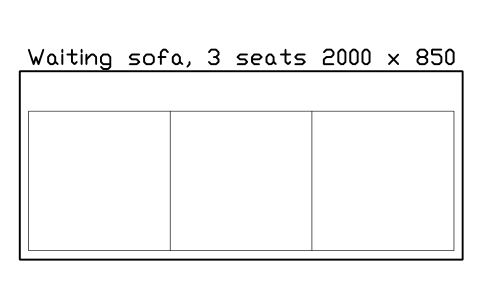 Vorschau des Symbols Waiting sofa, 3 seats 2000 x 850, Block SDV_RC_SOFA_3