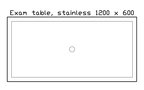 Vorschau des Symbols Exam table, stainless 1200 x 600, Block SDV_VT_EXAM_TABLE