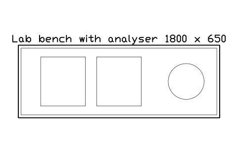 Vorschau des Symbols Lab bench with analyser 1800 x 650, Block SDV_VT_LAB_BENCH