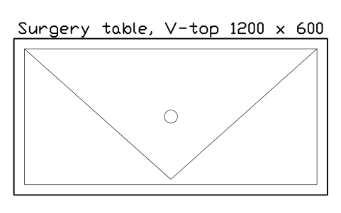 Vorschau des Symbols Surgery table, V-top 1200 x 600, Block SDV_VT_SURGERY_TABLE