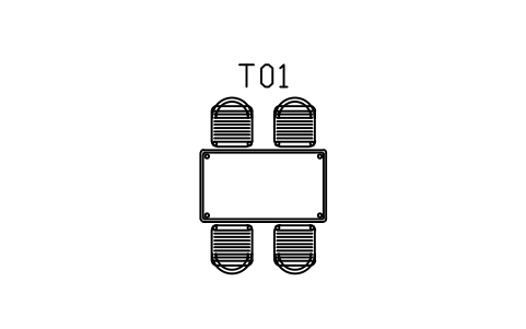 Preview of the Dining table 1400, four chairs symbol, block SCA_DINING_SET_4