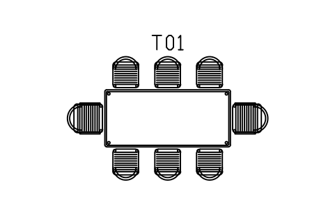 Preview of the Dining table 2200, eight chairs symbol, block SCA_DINING_SET_8