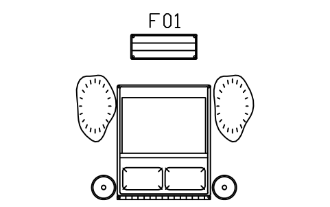 Preview of the Bedroom set, queen bed, dresser symbol, block SCA_SET_BEDROOM_1