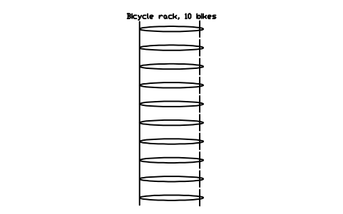 Preview of the Bicycle rack, 10 bikes symbol, block SCH_BIKE_RACK_10