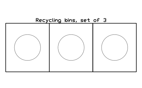Preview of the Recycling bins, set of 3 symbol, block SCH_BINS_RECYCLE_3