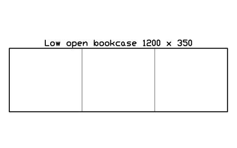 Preview of the Low open bookcase 1200 x 350 symbol, block SCH_BOOKCASE_LOW_1200